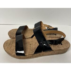 Korks by Kork-Ease Shoes Womens Size 10 Black Cork Platform Sandals Comfort